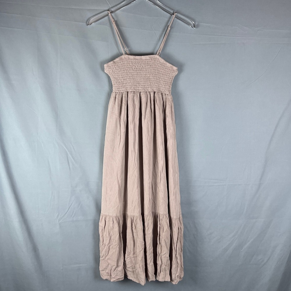 Eden & Olivia Maxi Dress Womens Small Brown Smocked Bodice Spaghetti Strap Party